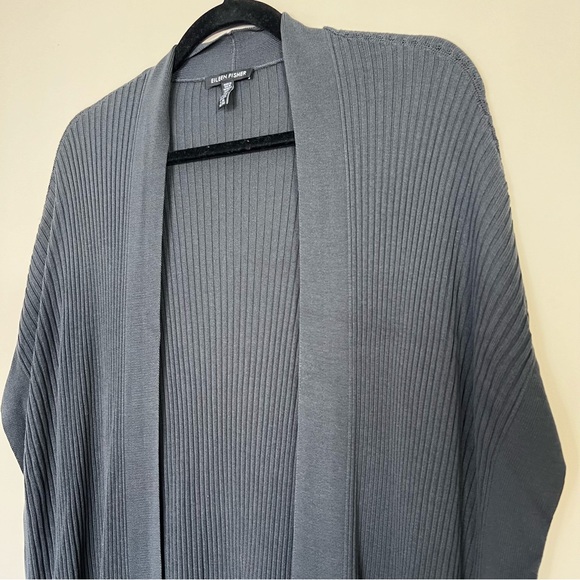 Eileen Fisher Long Tencel Ribbed Kimono Cardigan - Dark Grey - EUC - Picture 3 of 8